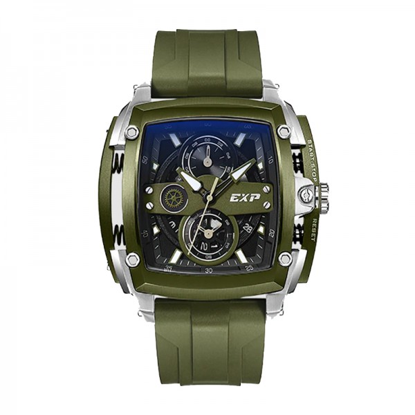 Expedition 3008 Silver Green Rubber Chronograph Mid BCRTOGN